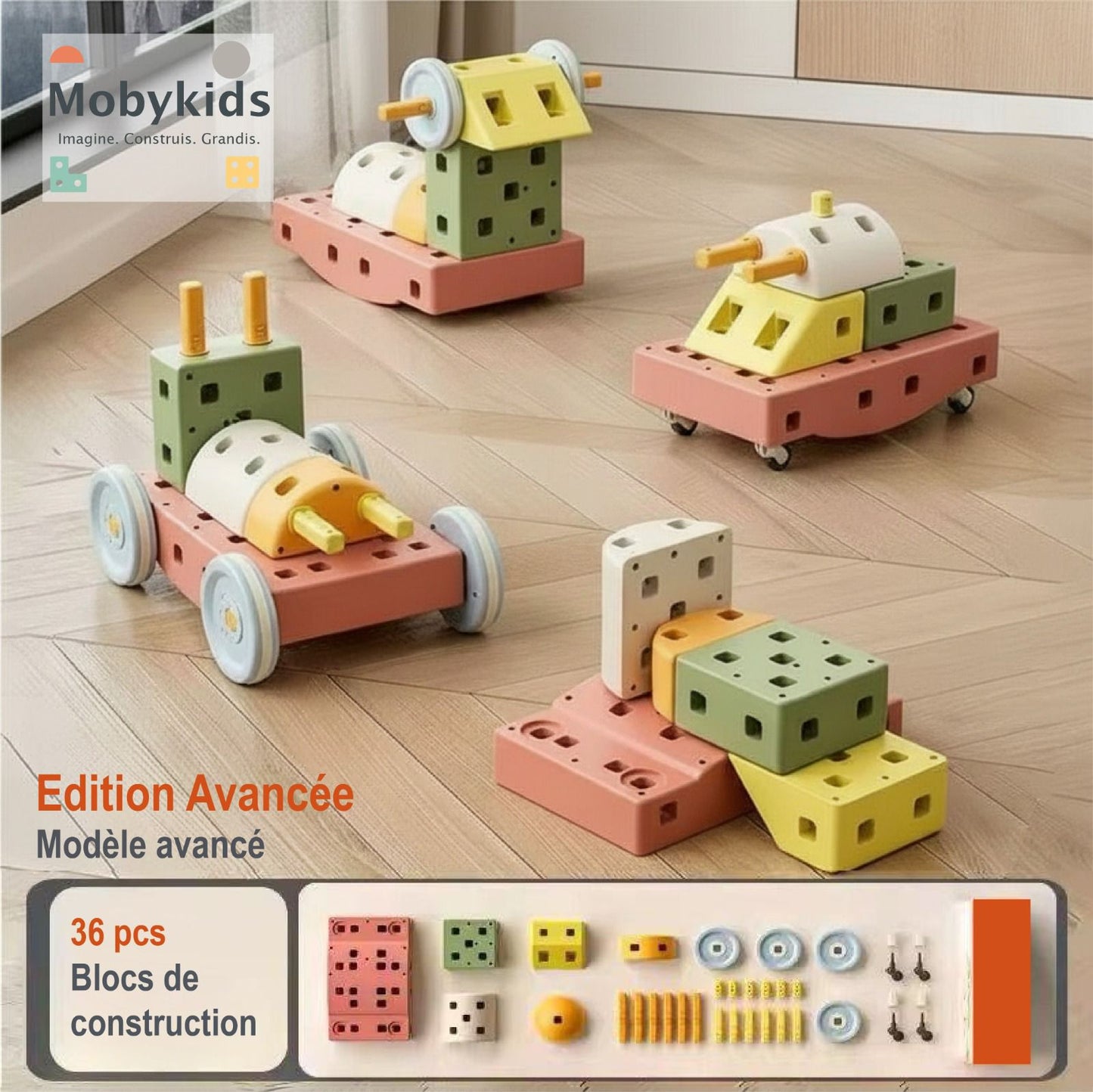 Mobykids® – Pack 36 Blocs Edition avancée | L’équilibre parfait entre liberté et imagination