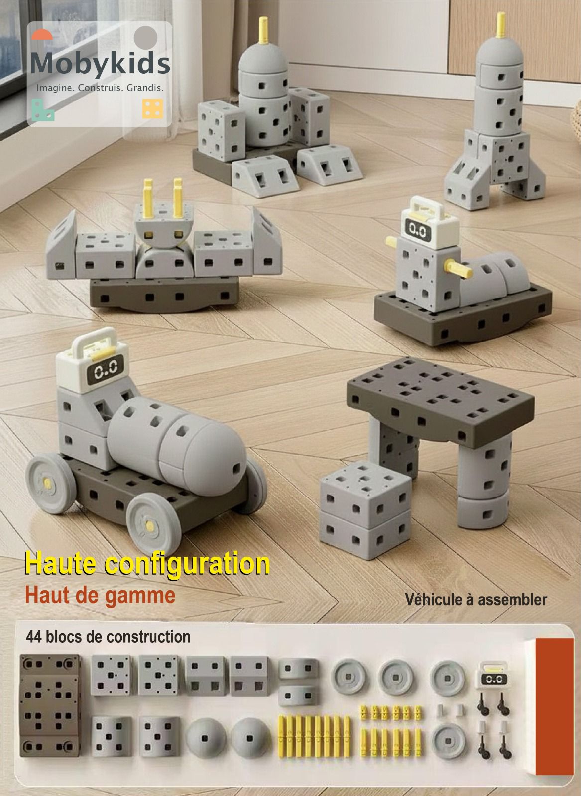 Mobykids® – Pack 44 Blocs Haut de Gamme (avec bloc musical) | L’aventure sensorielle et créative