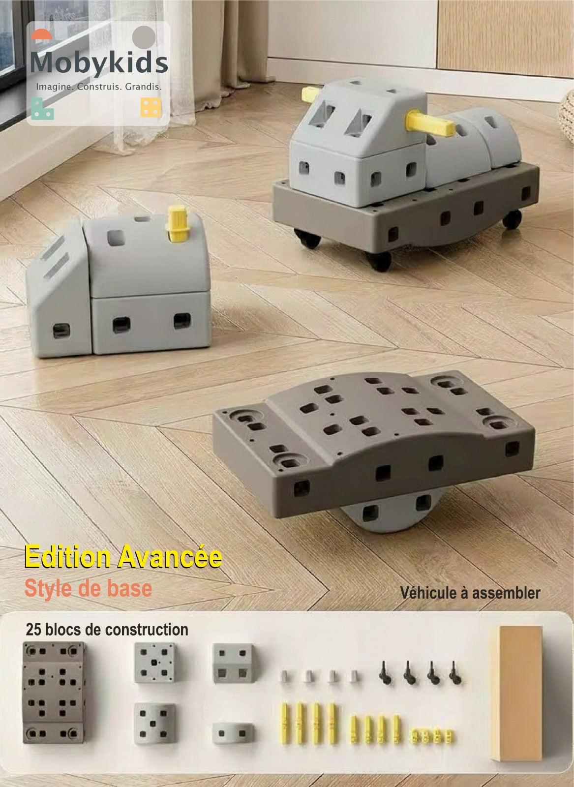 Mobykids® – Pack 25 Blocs Edition avancée | Jeu de construction éducatif pour enfants