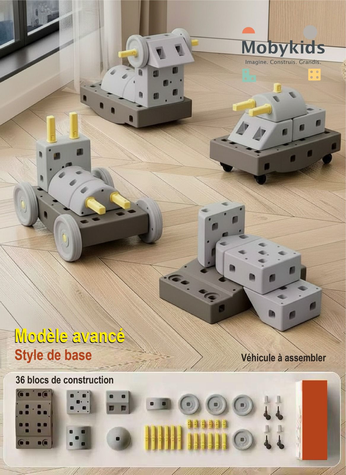Mobykids® – Pack 36 Blocs Style de base | L’équilibre parfait entre liberté et imagination